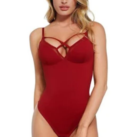 POPILUSH SHAPEWEAR MESH TRIM TUMMY CONTROL PUNGE THONG BODYSUIT SIZE XL NWT - Picture 2 of 10